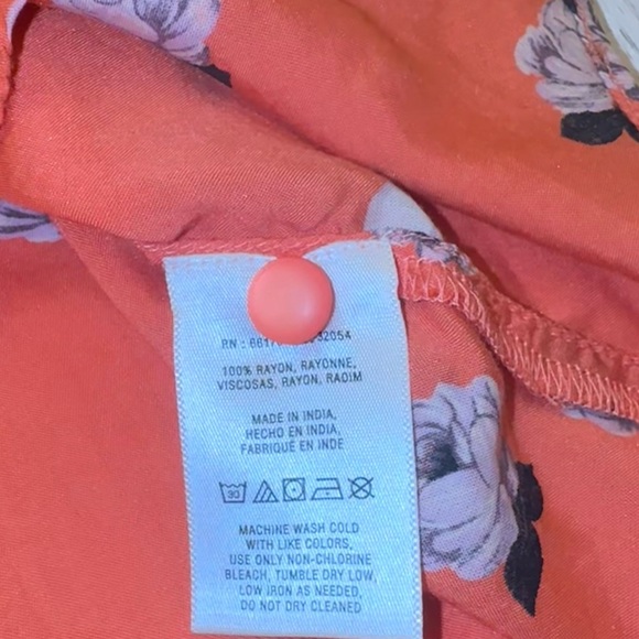 Anthropologie Maeve Maya‎ Coral Pink Floral Flutter Sleeve Top Sz4 P - Picture 8 of 12